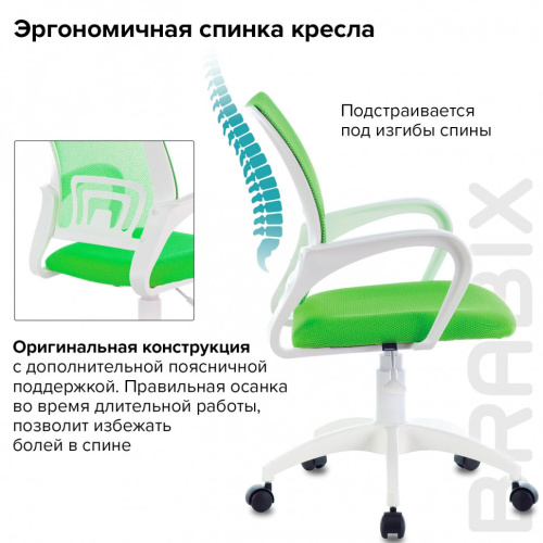 Кресло оператора Brabix Fly MG-396W ткань/сетка, зеленое 532403 фото 5